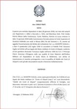 Certificazione Notarile attestante l'uso legale del Titolo Nobiliare di Conte di Silopoli e dell'Arma di Famiglia
